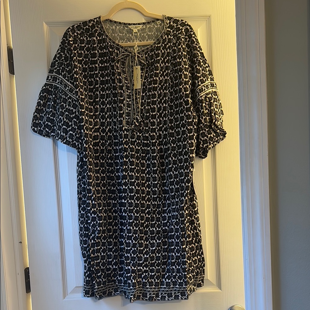 Max Studio floral puff sleeve shift dress- size L NWT